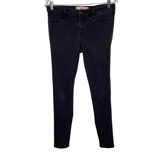 Hollister Jean Legging Low Rise Denim Stretch Button Fly Black Size W29 x L31 - Picture 1 of 12